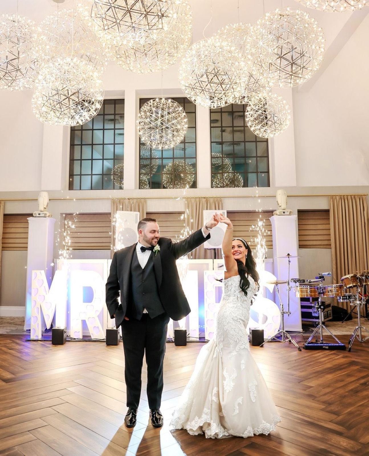 A reception room set up and lit before the guests arrive